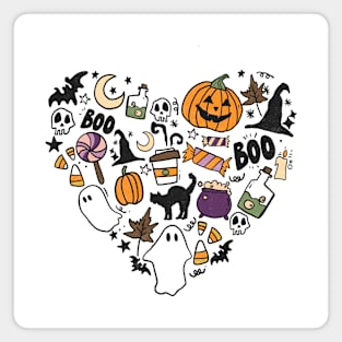 Halloween Doodle Heart Magnet